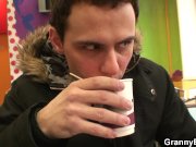 Huge old grandma sucks and rides young dick 1/16