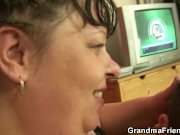 Plump mommy takes two young cocks 7/16