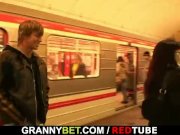 He picks up and bangs her old fat pussy 3/16