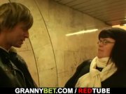 He picks up and bangs her old fat pussy 4/16