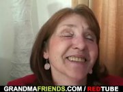 Bossy old lady  takes two cocks at once 11/16