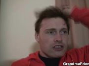 Old mature takes two cocks from both sides 7/16