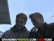 Nasty old lady takes two big cocks 2/16