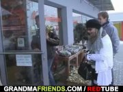 Nasty old lady takes two big cocks 5/16