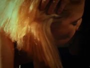 Slave collared and leashed in chain takes cum 10/16