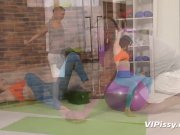 Hardcore cutie mops up piss with her hair 2/16