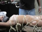 Bound naked slave gets covered with hot wax 4/16