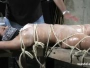 Bound naked slave gets covered with hot wax 6/16