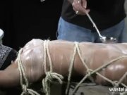 Bound naked slave gets covered with hot wax 8/16