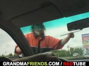 Old granny slut takes two cocks in the fields 2/16