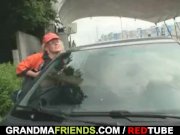 Old granny slut takes two cocks in the fields 4/16