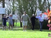 Young blonde handles six old dicks in ganbang 1/16