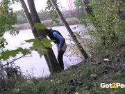 Teen pissing compilation as girls pee outside 14/16