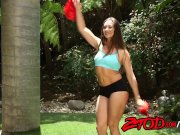 Tight brunette cheerleader takes a load in he 1/16