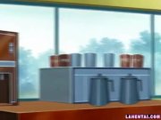 Hentai waitress gets fondled and fingered 3/16