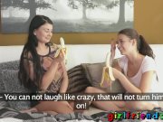 Cute babes banana blowjob lesson 3/16