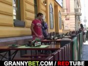 Moaning granny rides his young rod 3/16