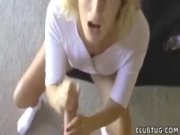 Horny blonde strokes a prick 16/16