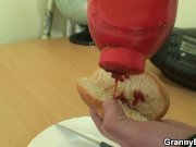 Busty 70 years old granny tastes his cock 3/16