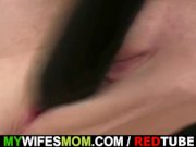 Lewd mother-in-law toying her shaved cunt 8/16