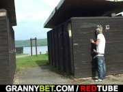 Old blonde gets fucked in the public changing 8/16