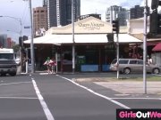 Hairy and shaved lesbians misbehave in public 1/16