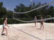 Three horny babes handjob 2/16