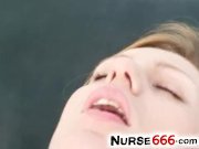 Stockings uniform slut Olga Barz and 2 dildos 10/16