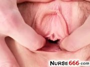 Stockings uniform slut Olga Barz and 2 dildos 6/16