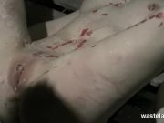 Naked brunette slave pounded with sex toy 3/16