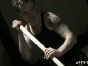 Naked brunette slave pounded with sex toy 9/16