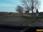 Fake Cop Brunette has some fun outside 1/16