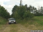 Granny and boys teen outdoor threesome 1/16