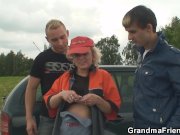 Granny and boys teen outdoor threesome 3/16