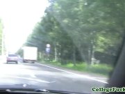 College pornstars Ivanka and Liana flashing 5/16