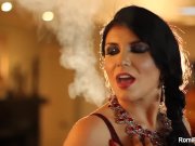 Busty brunette Romi Rain toys her wet pussy 3/16