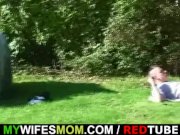 Granny rides her son-in-law cock outdoor   12/16