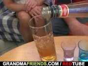 Partying guys lure granny into threesome 2/16