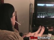 Gaming girlfriend smokes a cigarette 1/16
