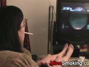 Gaming girlfriend smokes a cigarette 3/16