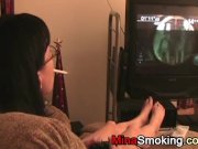 Gaming girlfriend smokes a cigarette 8/16