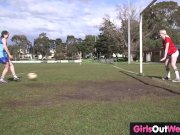 Hairy lesbian soccer player gets licked 3/16