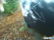 Blonde cutie tricked into outdoor sex 15/16