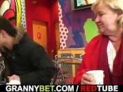 Huge grandma is picked up in cafe 3/16