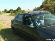 He bangs this old whore on the grass 7/16