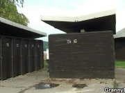 He finds and bangs blonde granny outside 3/16