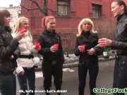 Topless college teens in group dancing 3/16