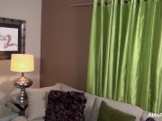 Sexy brunette Abigail blows a fan POV style 1/16