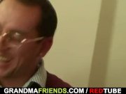 Chubby woman takes two horny dicks 1/16