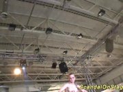 busty babe fisting on public stage 4/16